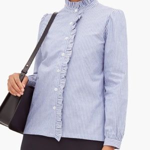 A.P.C. Light blue ruffle collared blouse